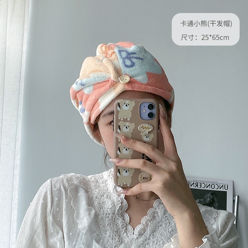 可愛洗頭幹發帽女超強吸水速幹浴帽包頭巾新款裹頭發擦頭毛巾-細節圖7