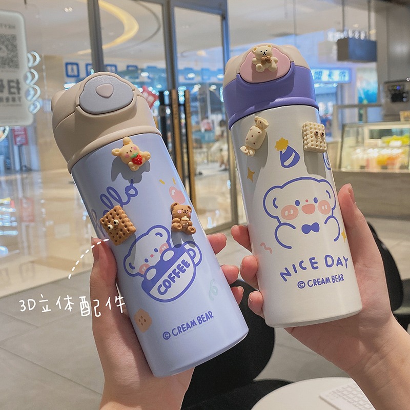 ins風保溫杯女生學生可愛高顏值水杯帶吸管杯小巧可斜挎便攜杯子-細節圖2
