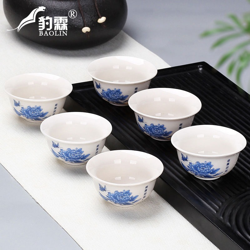 白瓷盞杯功夫小茶杯陶瓷茶盞茶碗家用單個品茗杯主人杯青花瓷泡茶-細節圖3