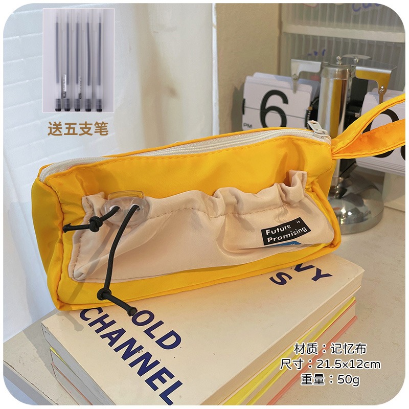 美式復古帆布筆袋2022年新款女孩初中女鉛筆盒高顏值大容量文具包-細節圖8
