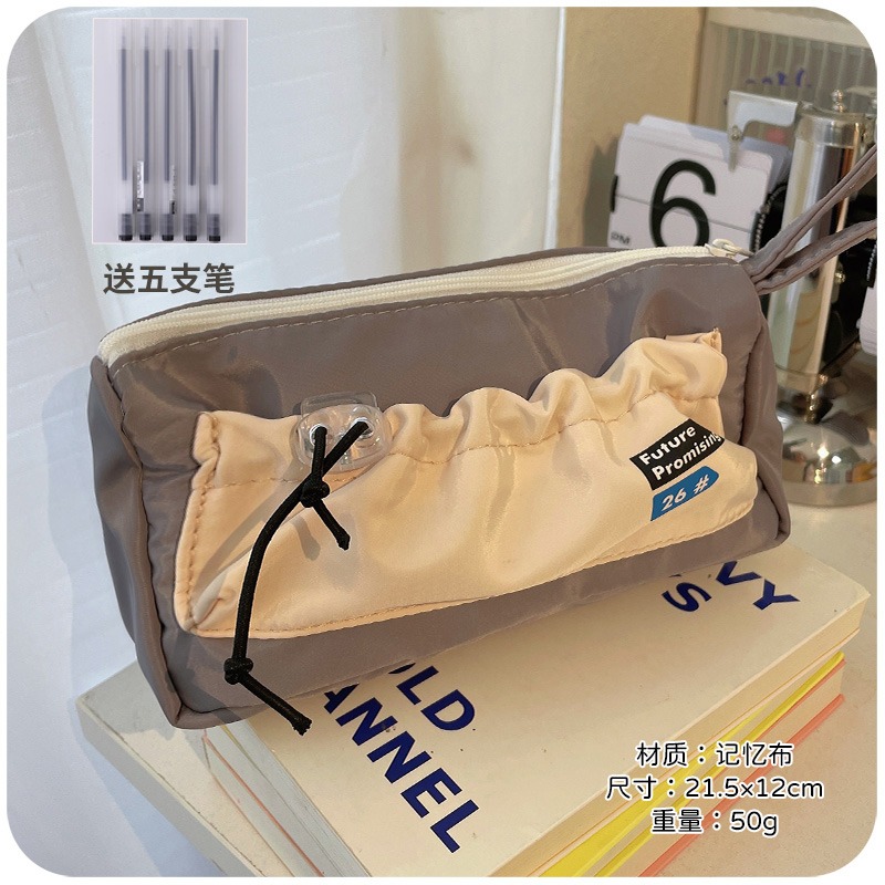 美式復古帆布筆袋2022年新款女孩初中女鉛筆盒高顏值大容量文具包-細節圖9