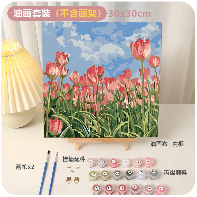 數字油畫治癒系diy手工解悶填充畫畫填色裝飾風景油彩畫生日禮物-細節圖9