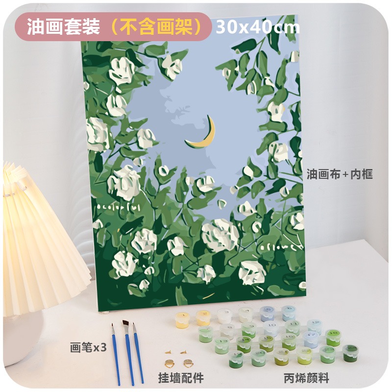 數字油畫治癒系diy手工解悶填充畫畫填色裝飾風景油彩畫生日禮物-細節圖10