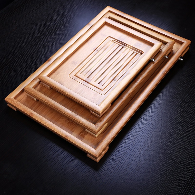 【平板中號】功夫茶具 茶盤 實木黑檀木茶盤茶托盤 竹茶臺-細節圖2