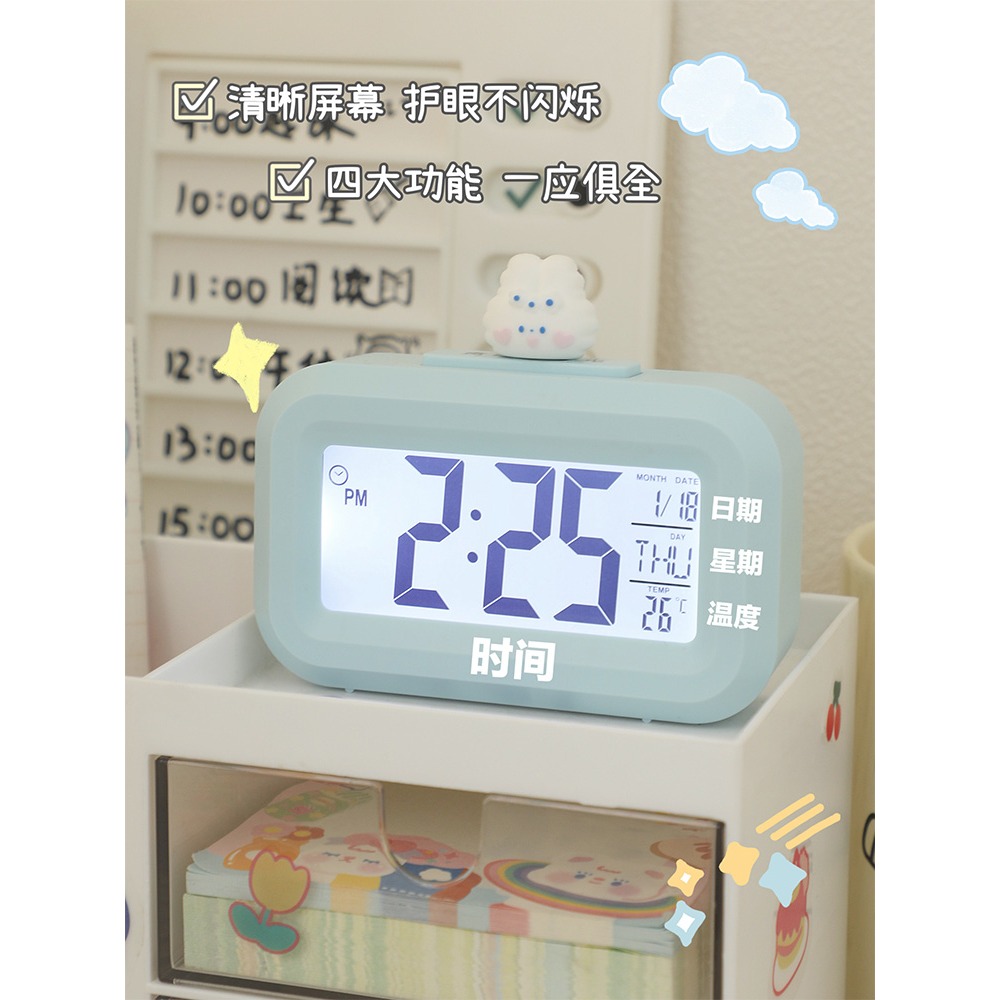 迷你小鬧鐘小學生用兒童女孩高中生鐘表宿舍起牀神器桌面電子時鐘-細節圖3