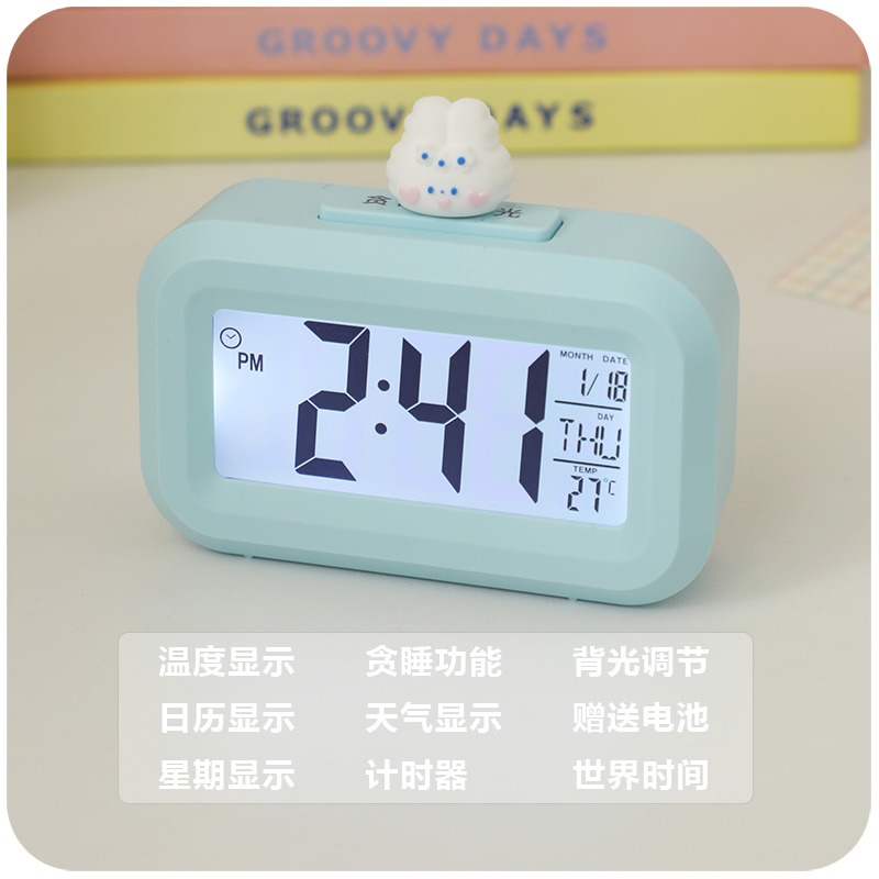 迷你小鬧鐘小學生用兒童女孩高中生鐘表宿舍起牀神器桌面電子時鐘-細節圖9