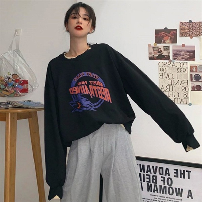 港風衛衣女秋新款外套潮ins慵懶風薄款寬松上衣-細節圖4