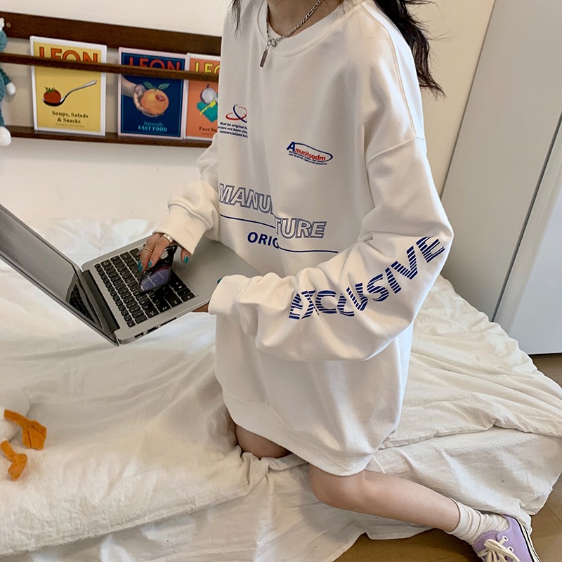 日系古著衛衣女寬松潮ins慵懶風中長款oversize外套-細節圖3