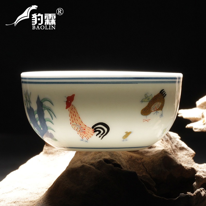 大明成化鬥彩雞缸杯2.8億功夫茶杯個人專用茶盞主人單品茗杯陶瓷-細節圖4