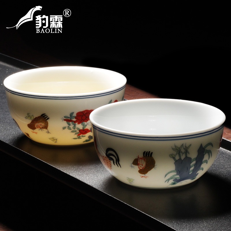大明成化鬥彩雞缸杯2.8億功夫茶杯個人專用茶盞主人單品茗杯陶瓷-細節圖5