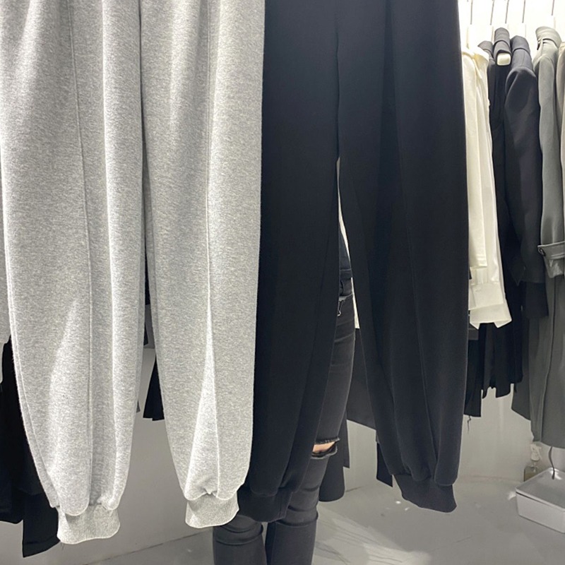 束腳休閑運動褲女春秋ins潮松緊高腰顯瘦外穿直筒哈倫九分褲-細節圖3