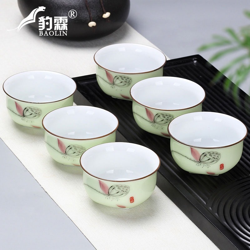 功夫小茶杯陶瓷茶盞茶碗家用單個主人杯青花瓷泡茶器青瓷中式簡約-細節圖4