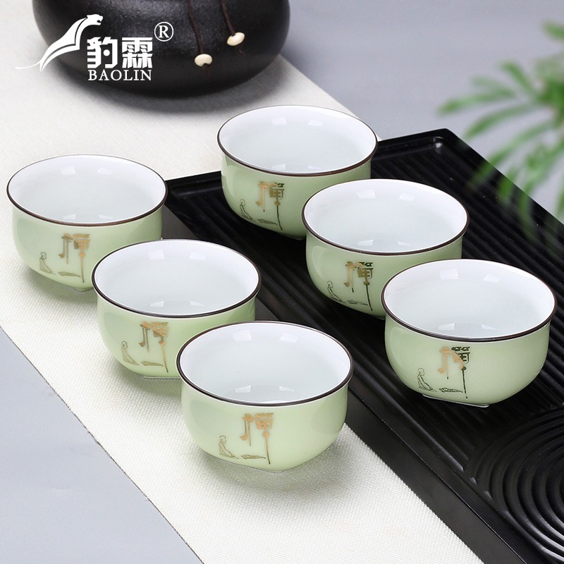功夫小茶杯陶瓷茶盞茶碗家用單個主人杯青花瓷泡茶器青瓷中式簡約-細節圖5