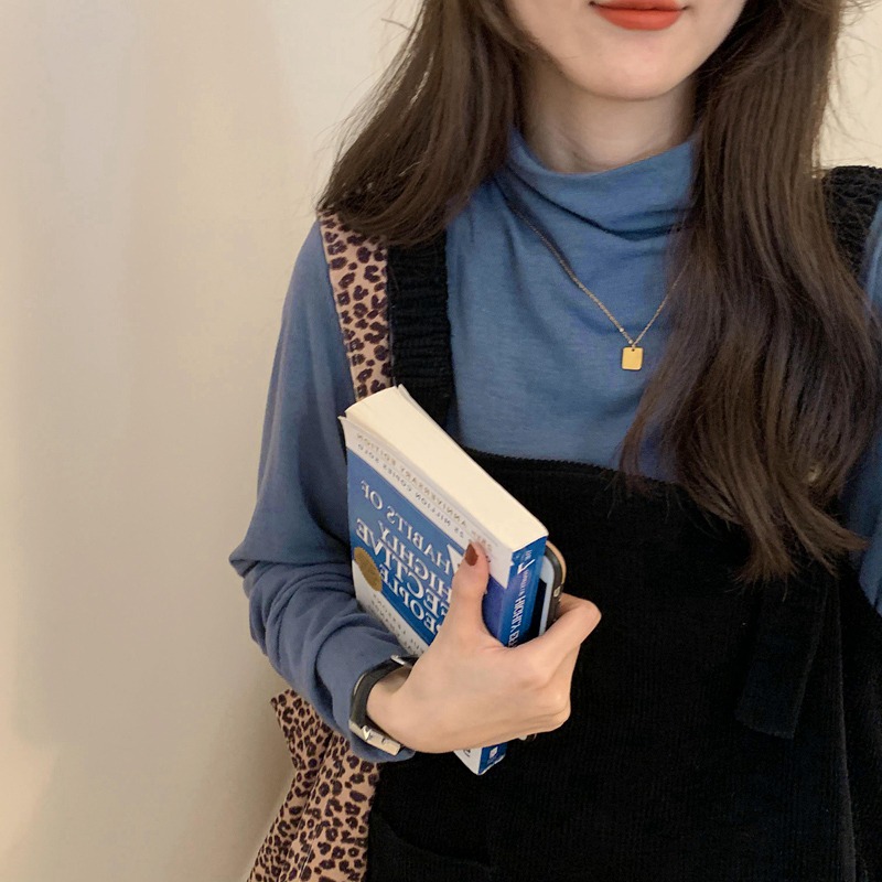 雙面德絨半高領打底衫女chic內搭顯瘦保暖加絨加厚洋氣上衣服-細節圖3