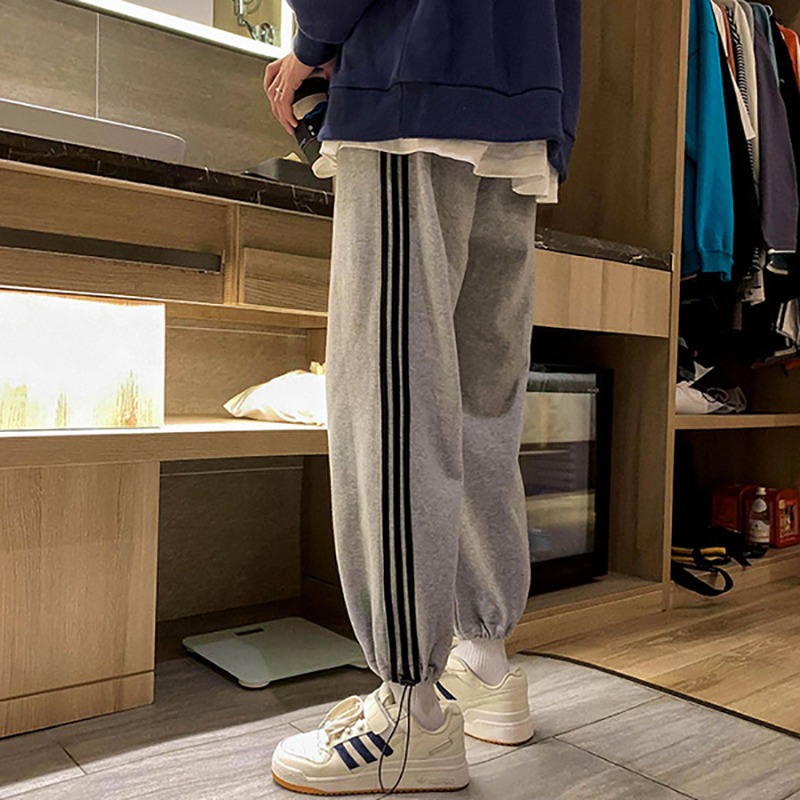 ins超火運動褲子女秋冬新款高腰顯瘦直筒束腳褲哈倫九分褲潮-細節圖4