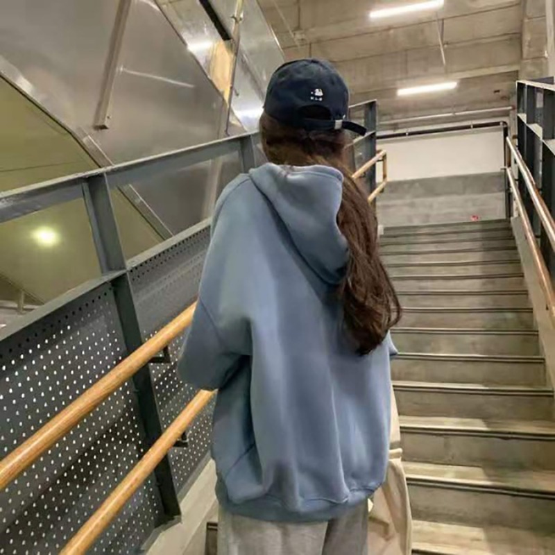 秋冬季加絨加厚休閑運動套裝女寬松衛衣顯瘦闊腿褲學生兩件套-細節圖5