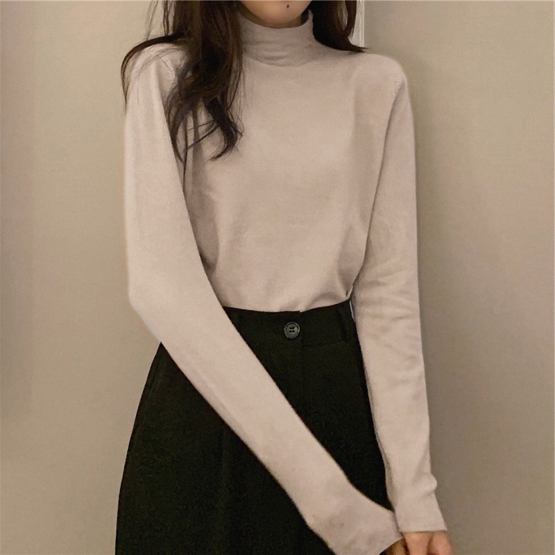 高領打底衫女秋冬洋氣內搭顯瘦學生百搭陽離子長袖上衣服-細節圖4