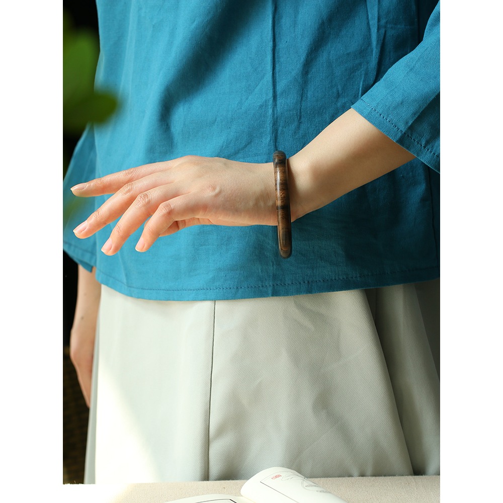 沉香木圓條手鐲復古風鐲子現貨男女都可以佩戴一款文玩送媽媽禮物-細節圖6
