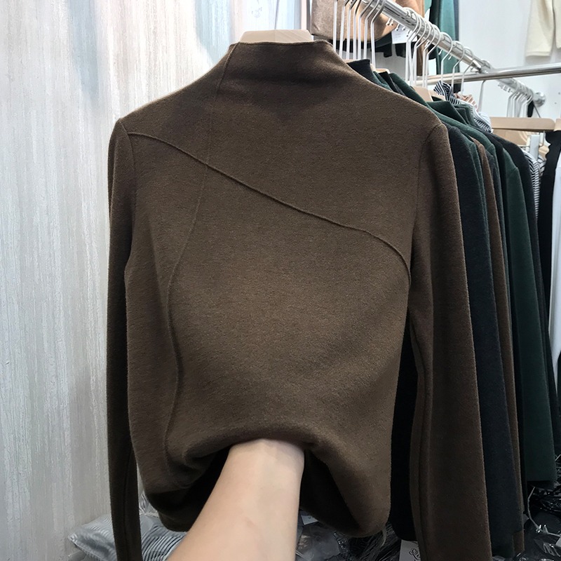 加厚雙面德絨打底衫女秋冬內搭保暖顯瘦洋氣加絨長袖上衣-細節圖5