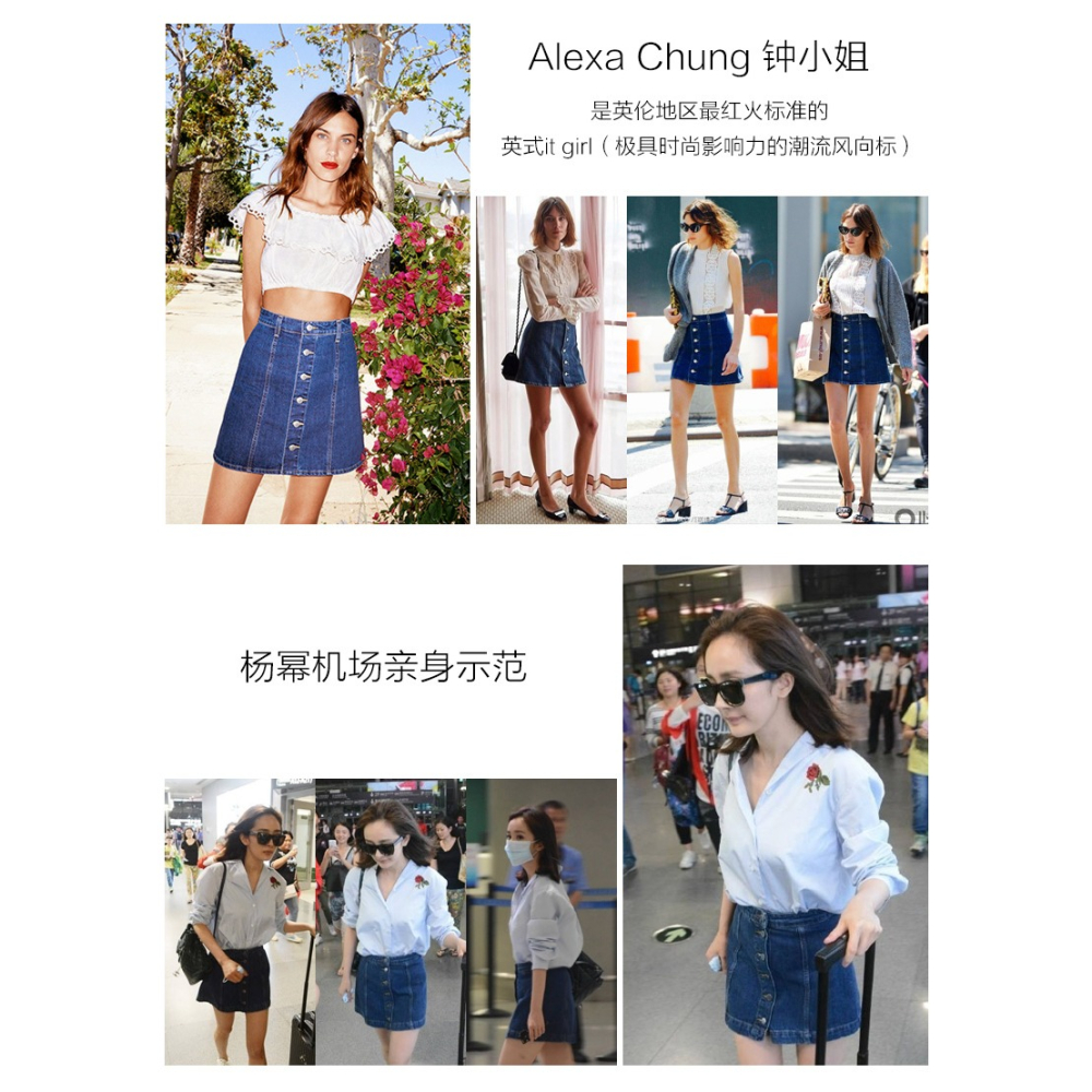 春夏高腰a字包臀裙韓國單排扣宋慧喬同款牛仔短裙大碼學生半身裙-細節圖9