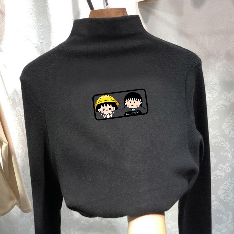 雙面德絨半高領打底衫女春秋冬內搭顯瘦修身磨毛保暖洋氣上衣-細節圖2