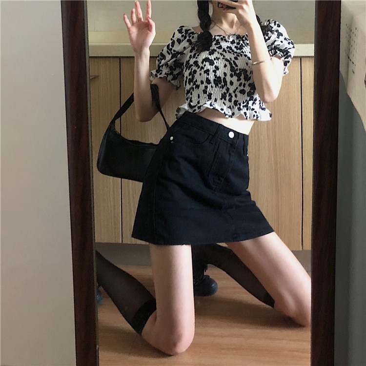 短裙女春秋a字裙高腰黑色牛仔半身裙女夏春款裙子設計感小眾-細節圖6