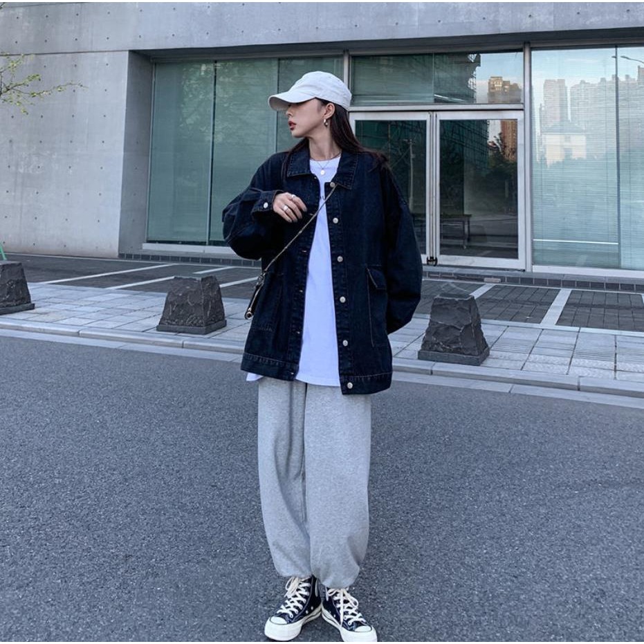 牛仔外套女新款春秋寬松韓版學生風復古港味夾克百搭上衣服潮-細節圖3