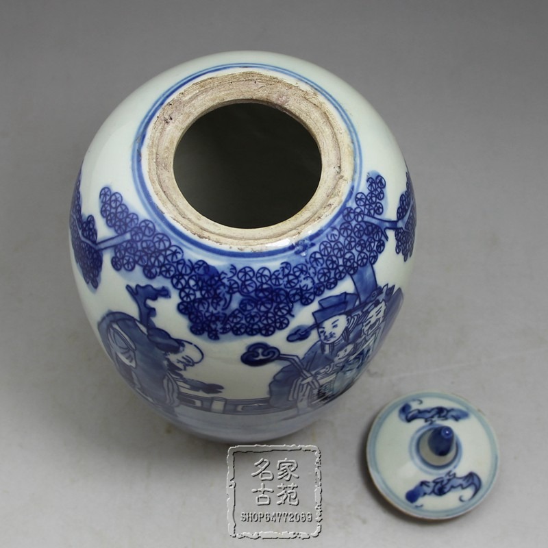 古玩收藏青花瓷三星罐子密封儲存罐復古明清瓷器工藝品擺件-細節圖4