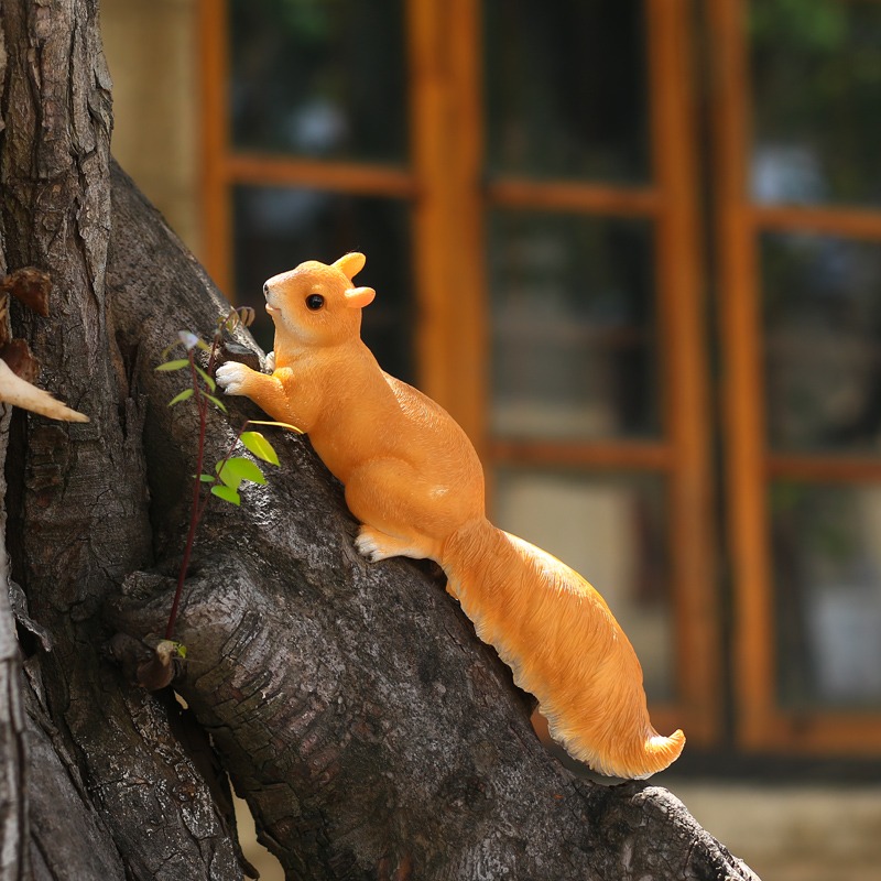創意花園庭院裝飾擺件仿真動物小松鼠戶外幼兒園別墅造景樹上掛件-細節圖4