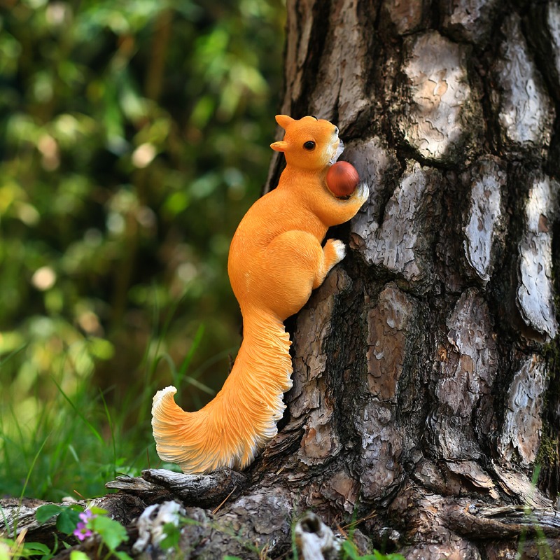 創意花園庭院裝飾擺件仿真動物小松鼠戶外幼兒園別墅造景樹上掛件-細節圖7