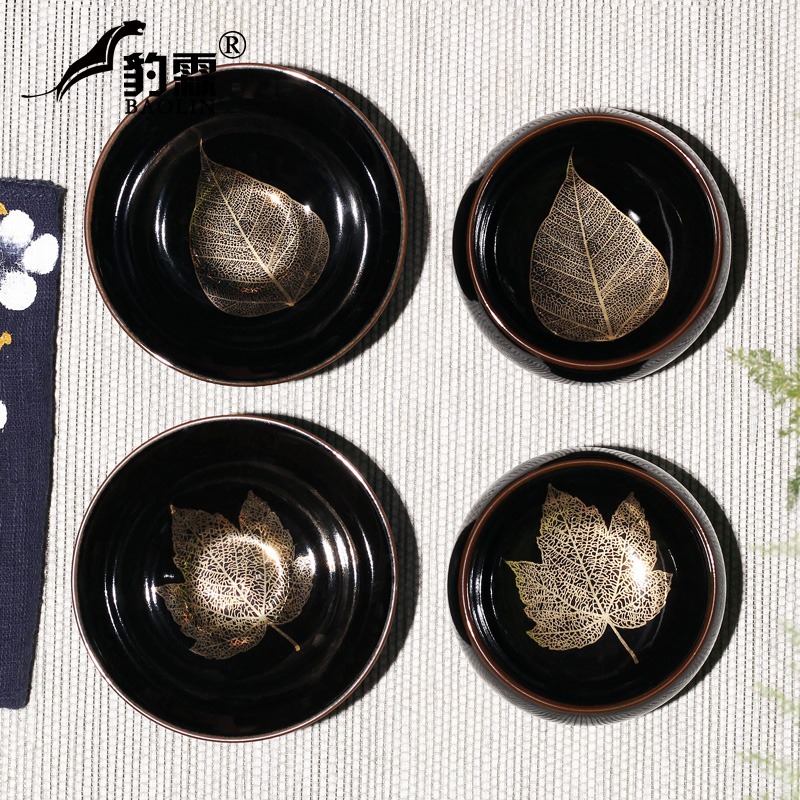 天目盞釉復古功夫茶杯陶瓷主人杯單杯茶盞品茗杯陶瓷茶碗單個金盞-細節圖2