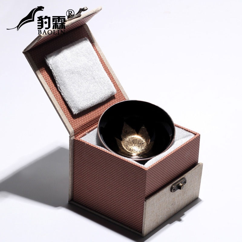 天目盞釉復古功夫茶杯陶瓷主人杯單杯茶盞品茗杯陶瓷茶碗單個金盞-細節圖5