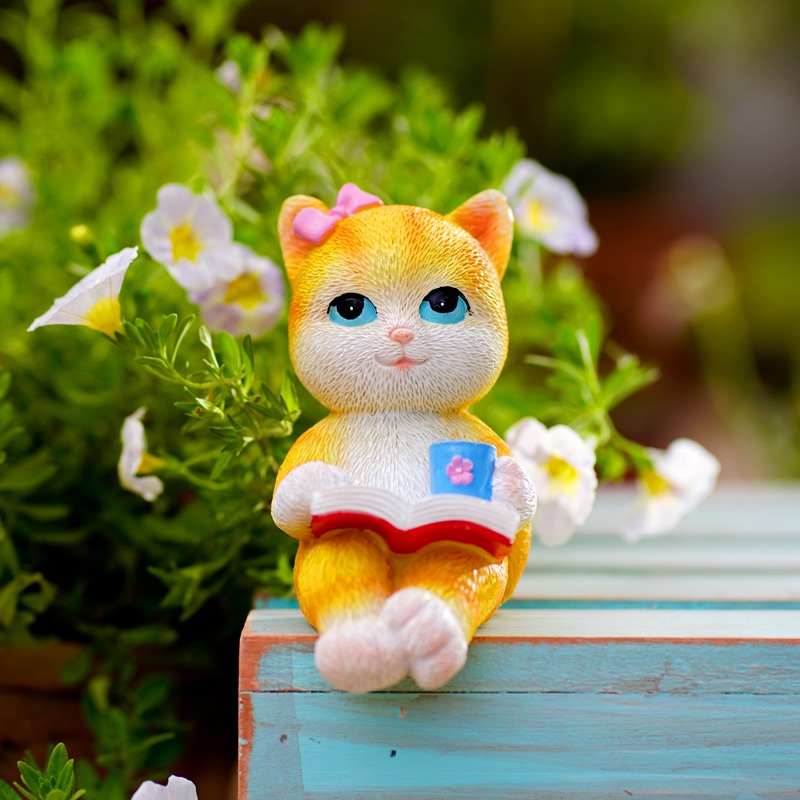 卡通可愛小貓咪裝飾擺件坐姿桌面盆景擺設花園庭院民宿幼兒園造景-細節圖6