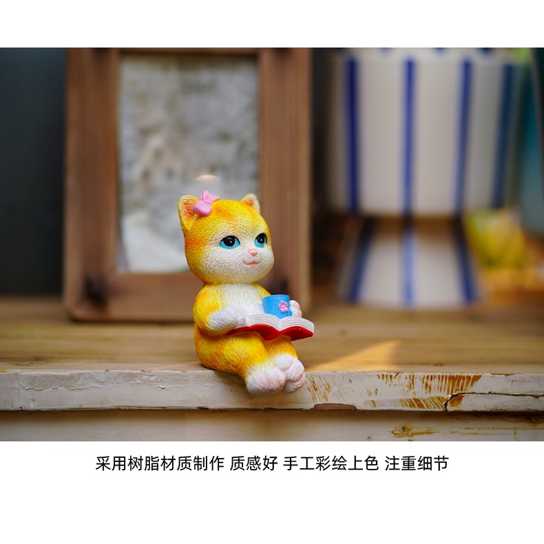 卡通可愛小貓咪裝飾擺件坐姿桌面盆景擺設花園庭院民宿幼兒園造景-細節圖8