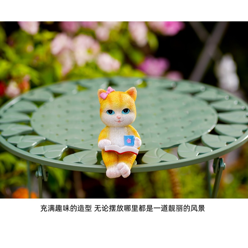 卡通可愛小貓咪裝飾擺件坐姿桌面盆景擺設花園庭院民宿幼兒園造景-細節圖10