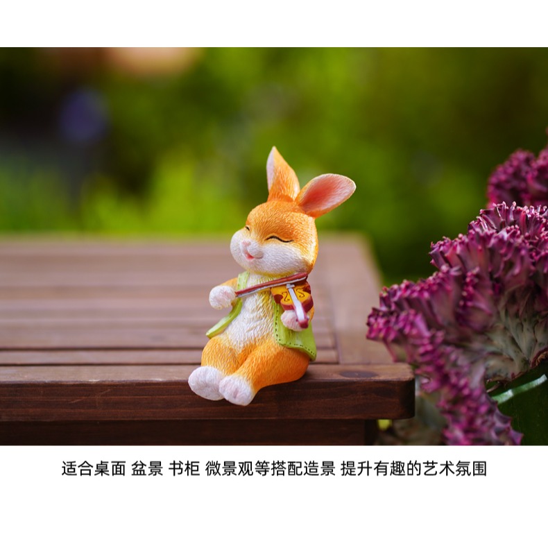可愛桌邊坐姿兔子擺件花盆載裝飾花園庭院幼兒園民宿家居造景擺設-細節圖8