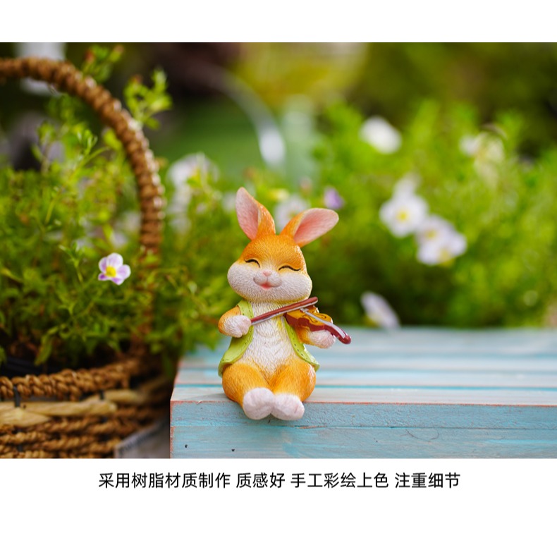 可愛桌邊坐姿兔子擺件花盆載裝飾花園庭院幼兒園民宿家居造景擺設-細節圖10