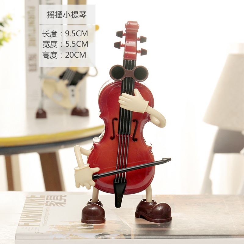 創意卡通左右搖擺吉他小提琴音樂盒八音盒男孩子學生兒童生日禮物-細節圖4