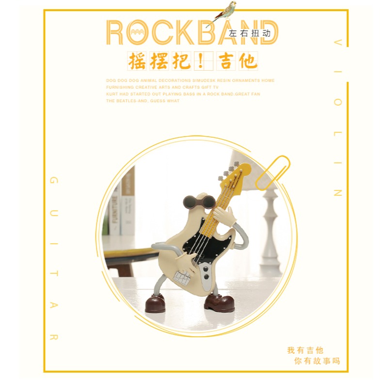 創意卡通左右搖擺吉他小提琴音樂盒八音盒男孩子學生兒童生日禮物-細節圖8