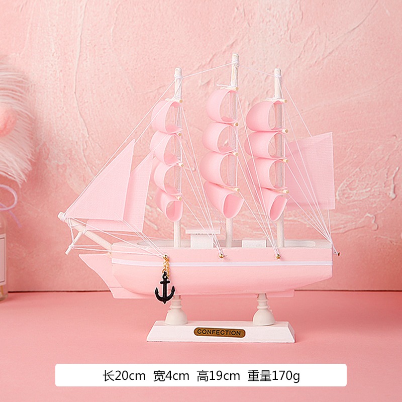 ins少女心創意星星燈粉色木質帆船模型家居玄關臥室擺件女生禮物-細節圖5