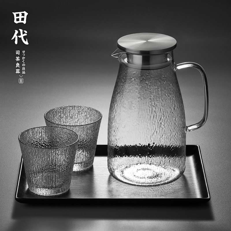田代/tindor 耐熱玻璃 透明冷水壺涼水壺瓶果汁壺水杯水具套裝-細節圖3