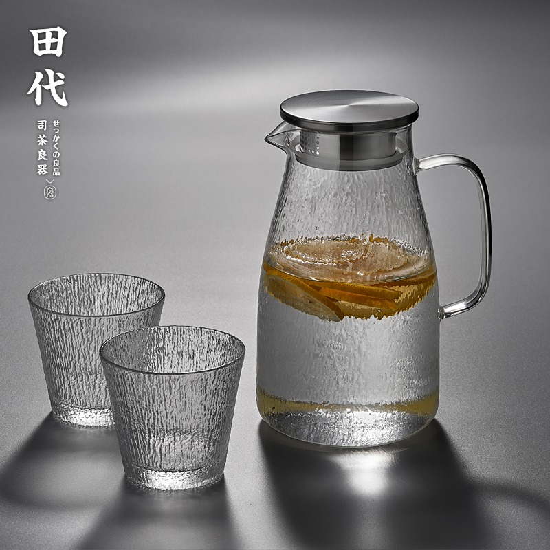 田代/tindor 耐熱玻璃 透明冷水壺涼水壺瓶果汁壺水杯水具套裝-細節圖7