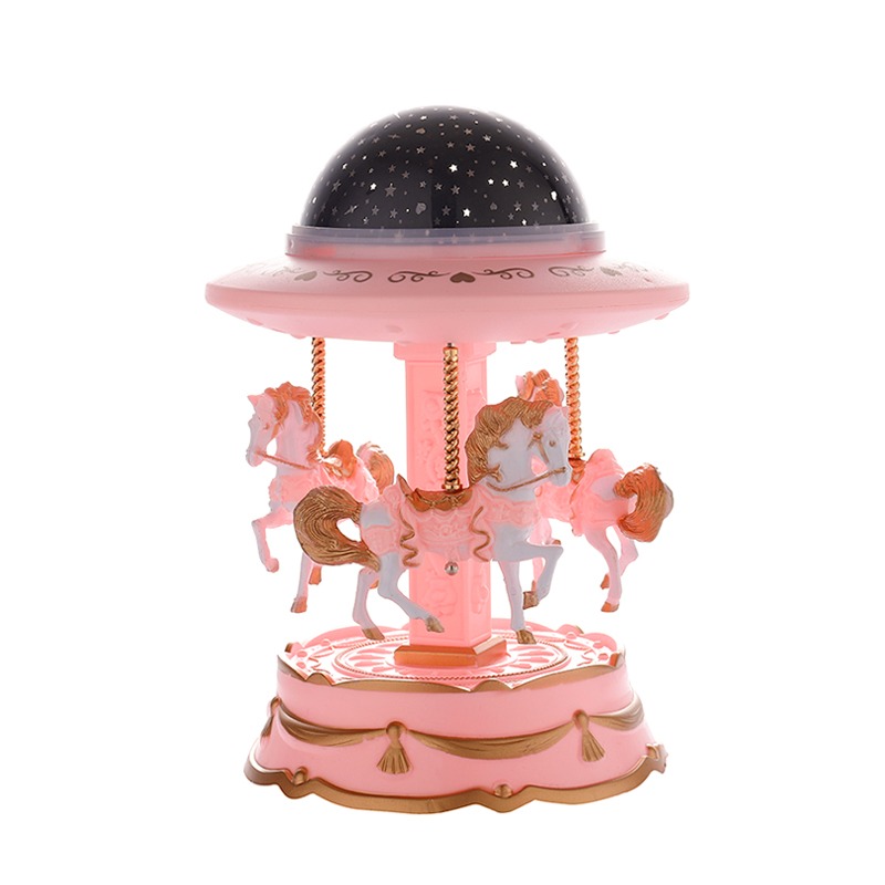 創意星空投影彩燈旋轉木馬音樂盒八音盒女孩兒童節生日禮物送女友-細節圖5