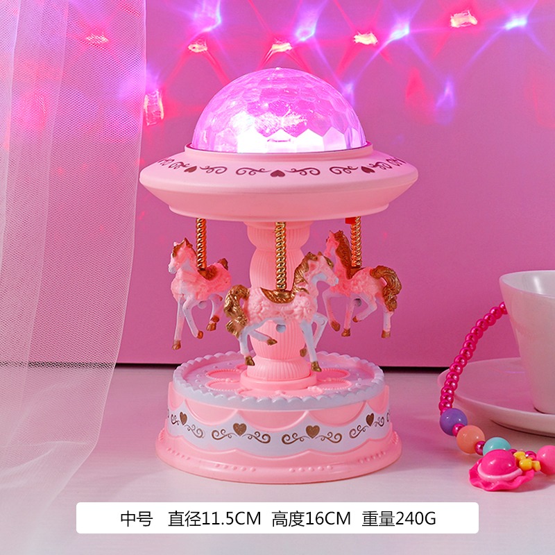 創意星空投影彩燈旋轉木馬音樂盒八音盒女孩兒童節生日禮物送女友-細節圖6