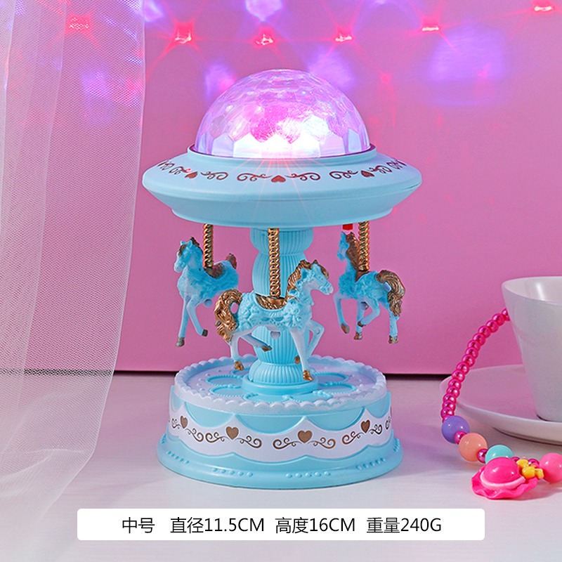 創意星空投影彩燈旋轉木馬音樂盒八音盒女孩兒童節生日禮物送女友-細節圖7