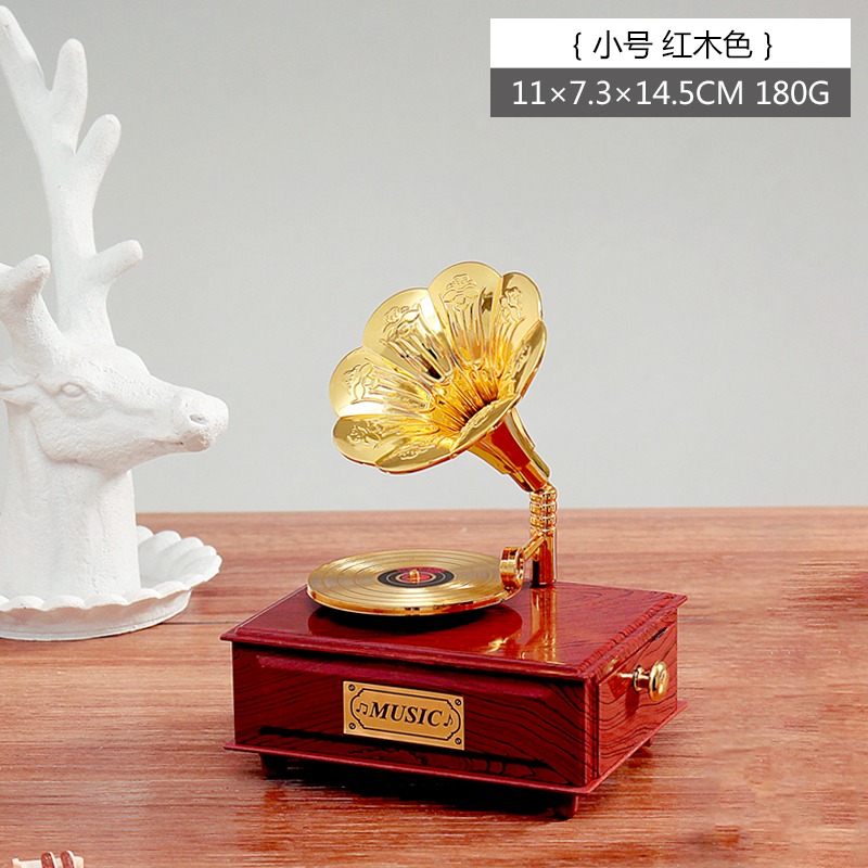 復古歐式唱片留聲機音樂盒八音盒客廳玄關辦公室裝飾擺件生日禮品-細節圖6