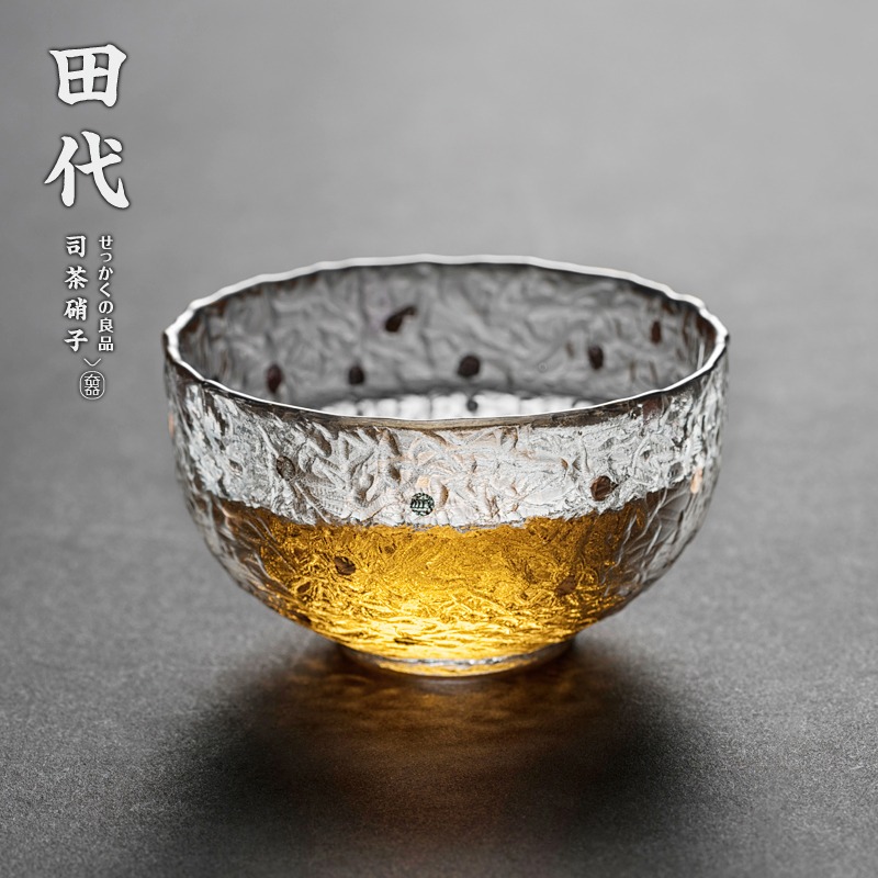 冰紋 手工甩制 金點裝飾透明玻璃品茗杯功夫小茶杯 品茶杯 主人杯-細節圖3
