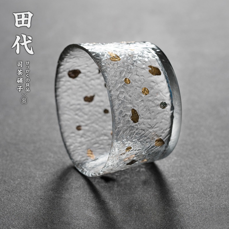 冰紋 手工甩制 金點裝飾透明玻璃品茗杯功夫小茶杯 品茶杯 主人杯-細節圖5