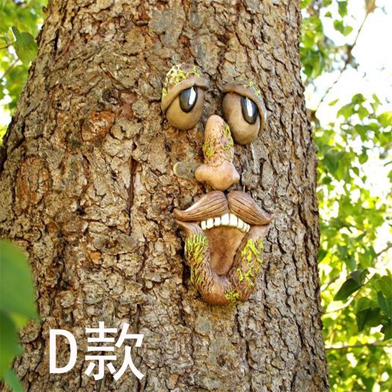 獨立站外貿熱賣樹皮臉樹怪五官擺件復活節掛飾戶外花園創意道具-細節圖9