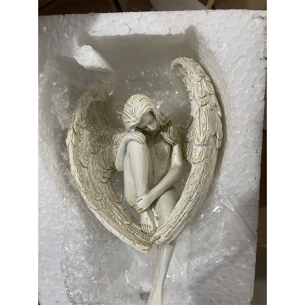 樹脂工藝擺件花園裝飾雕像抱腿天使家居桌面裝飾品天使翅膀創意-細節圖7